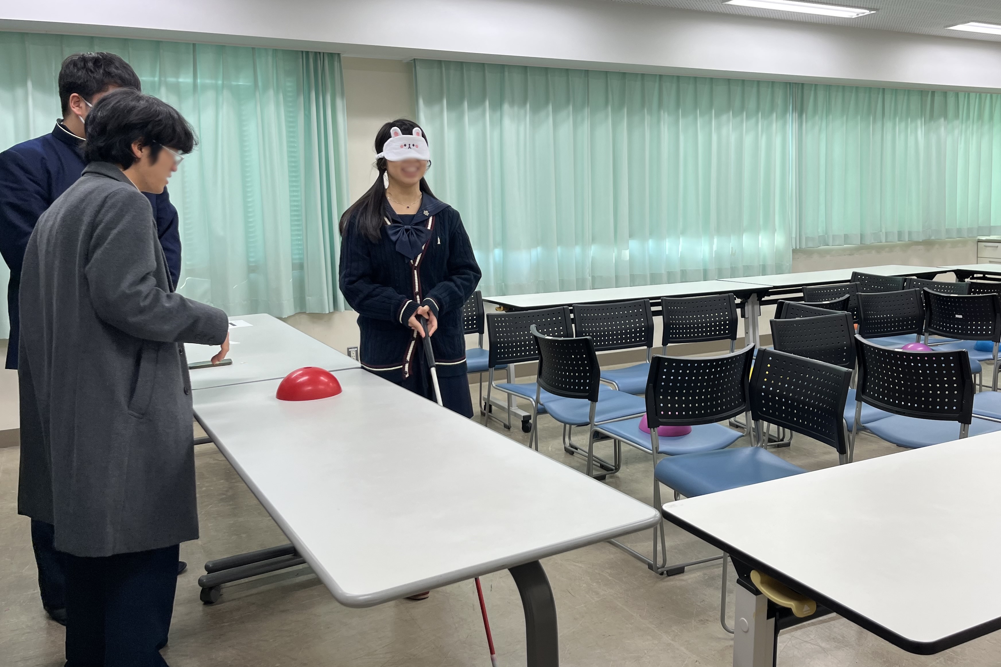 白杖点取りゲームの様子