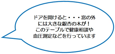 健康相談や血圧測定などを行うコーナーがあります。