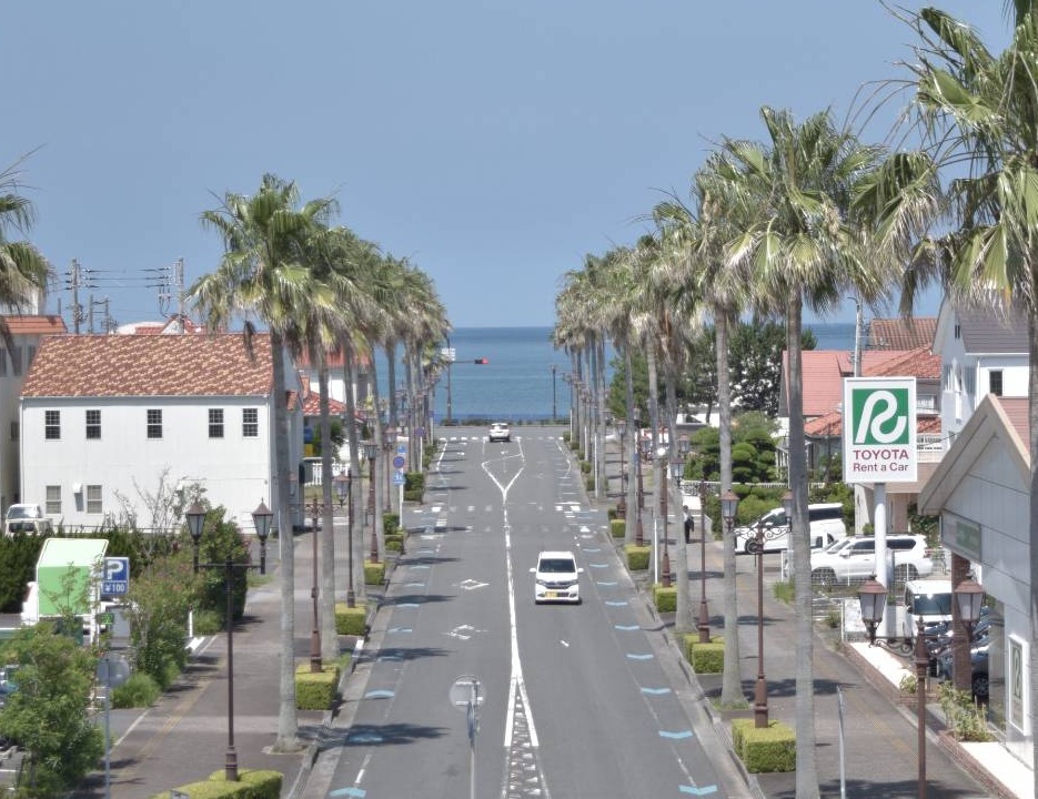 館山駅から海を臨む風景